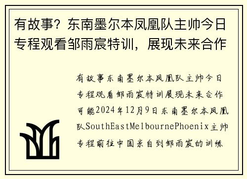 有故事？东南墨尔本凤凰队主帅今日专程观看邹雨宸特训，展现未来合作可能